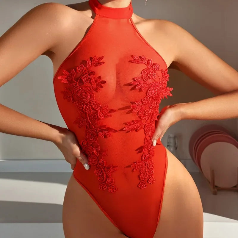 Body Lencería Completo Encaje - Bodysuit Sensual Transparente