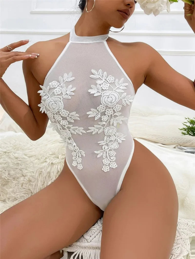 Body Lencería Completo Encaje - Bodysuit Sensual Transparente